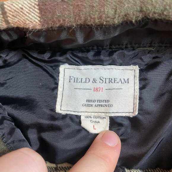 Field & Stream Button Down Men's Size Large Long Sleeve Plaid Brown Cream - Picture 3 of 10